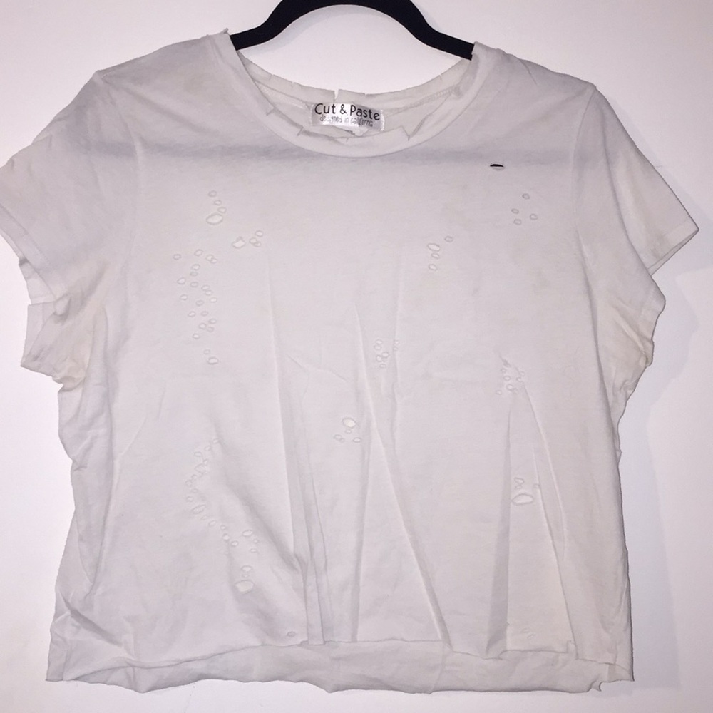 White Crop Top with Holes